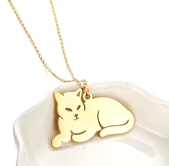 Cat Pendant Necklace Gold – Catoro Pets - Main Image