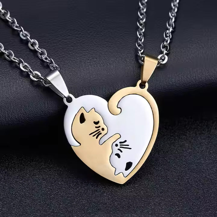 Cat Heart BFF Necklace