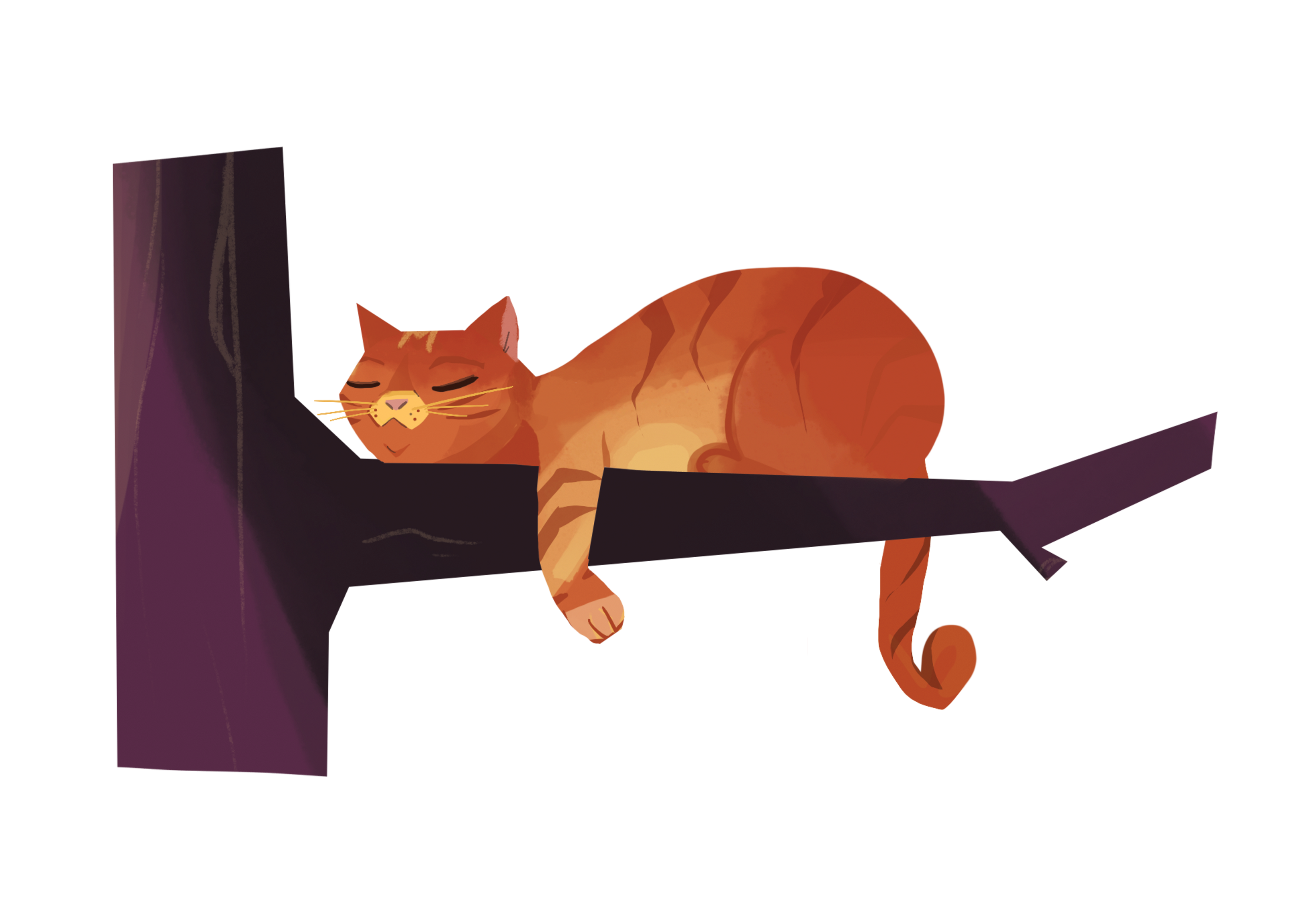 Sleeping Branch Cat Sticker