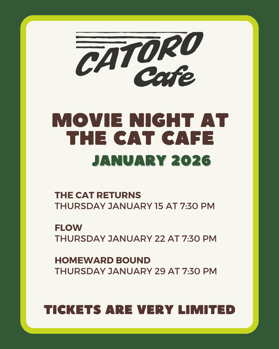 Catoro Movie Nights - January 2026