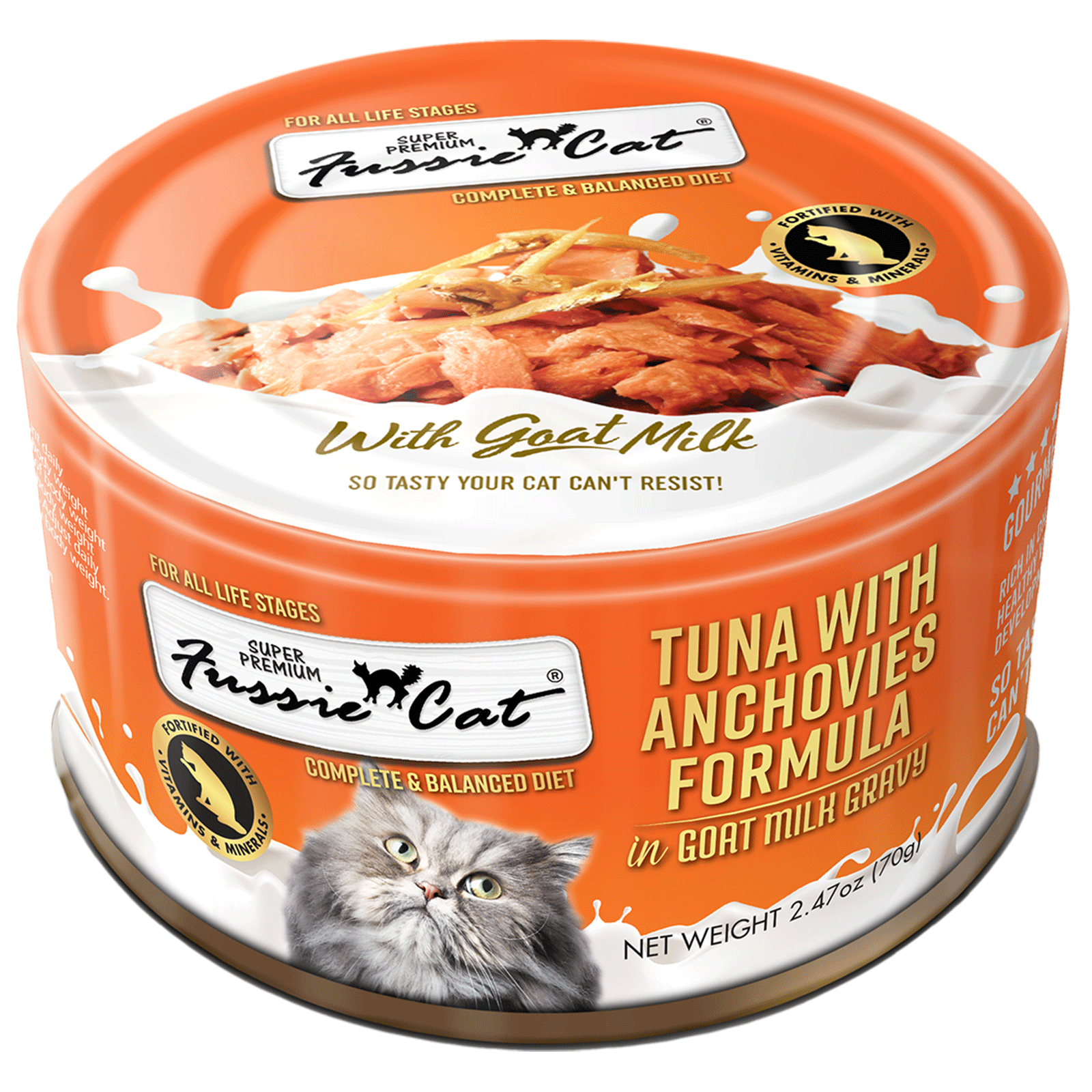 Fussie Cat Tuna with Anchovies Formula in Goat Milk Gravy 2.47 oz