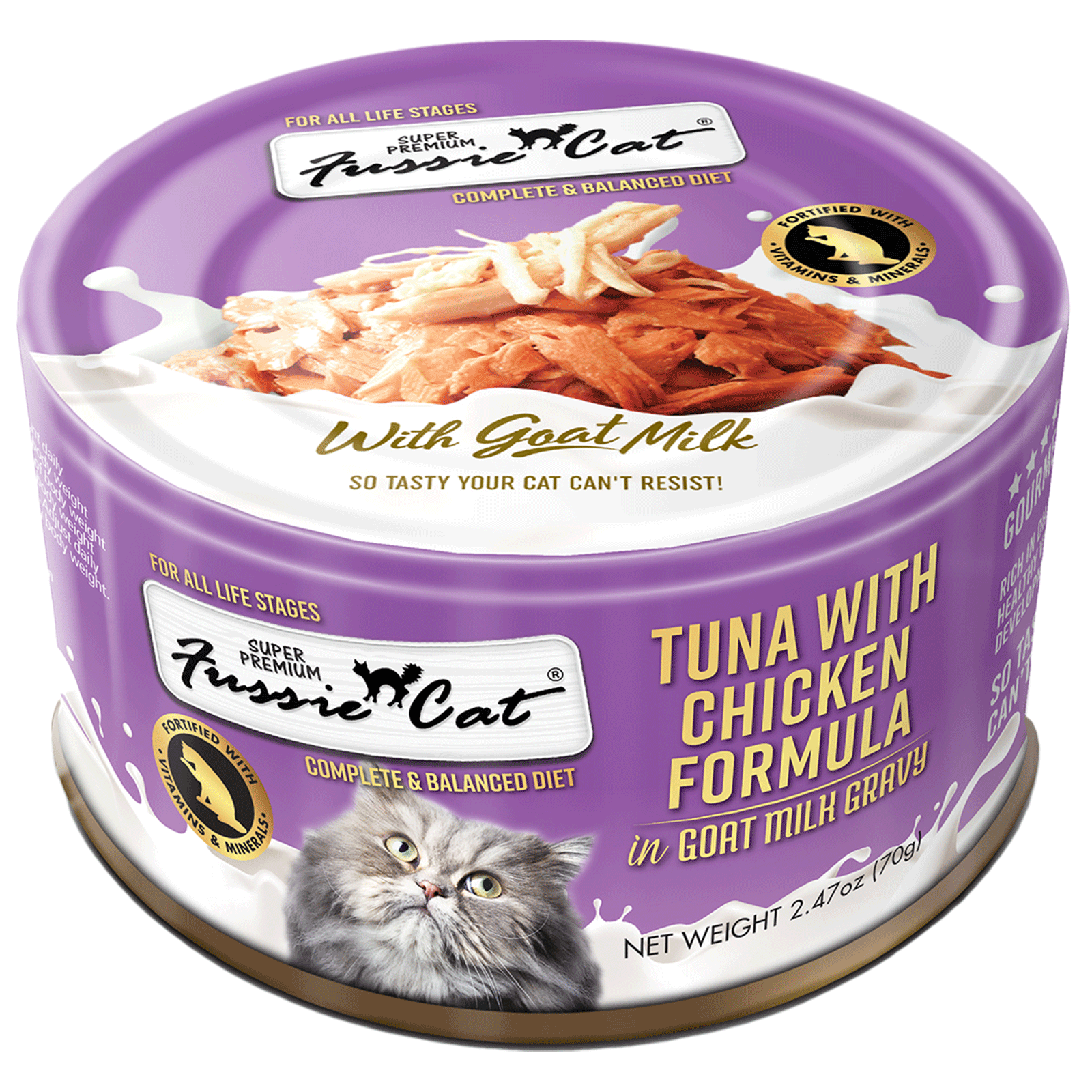 Fussie Cat Tuna with Chicken Formula in Goat Milk Gravy 2.47 oz