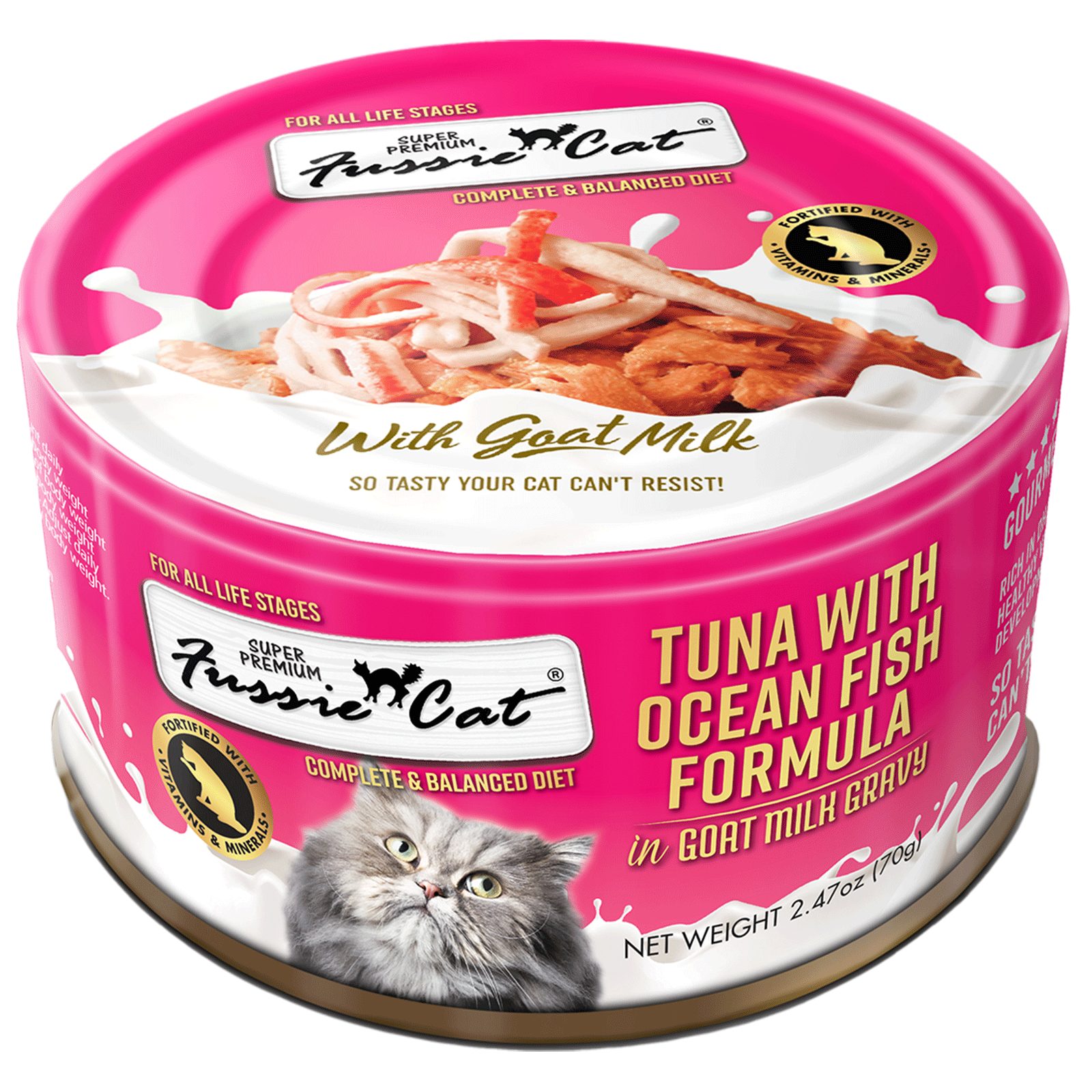 Fussie Cat Tuna with Oceanfish Formula in Goat Milk Gravy 2.47 oz