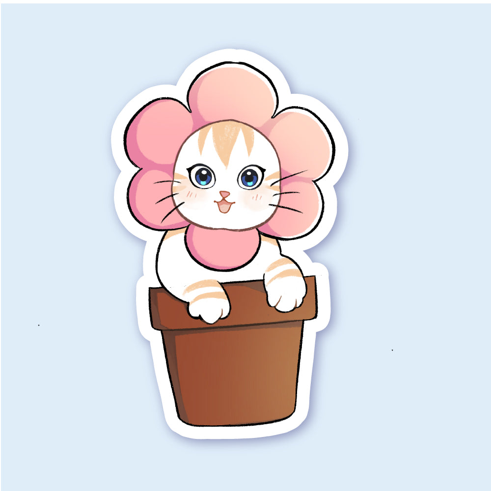 Flowerpot Cat Sticker