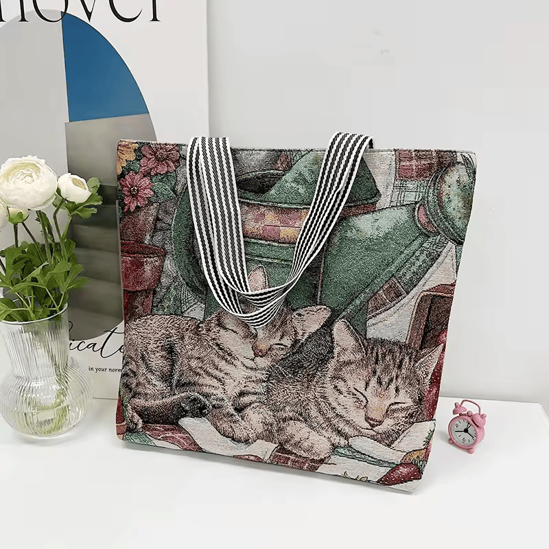 Cat Tapestry Grandma Tote Bag