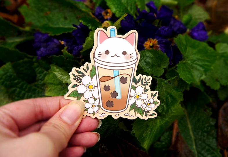 Boba Cats Sticker - Brown