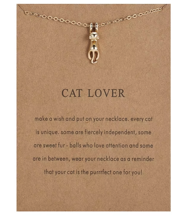 Cat Dangle Necklace - Gold