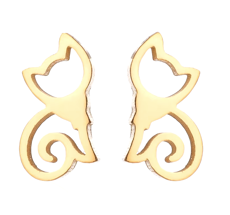 Dainty Cat Earrings - Gold