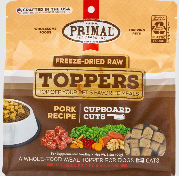 Primal Dog/Cat FD Raw Topper Cupboard Cuts Pork 3.5 oz