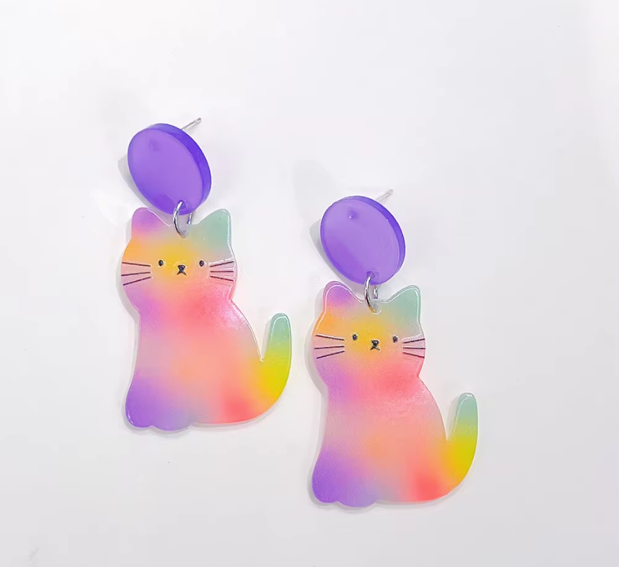 Sunset Cat Acrylic  Earrings