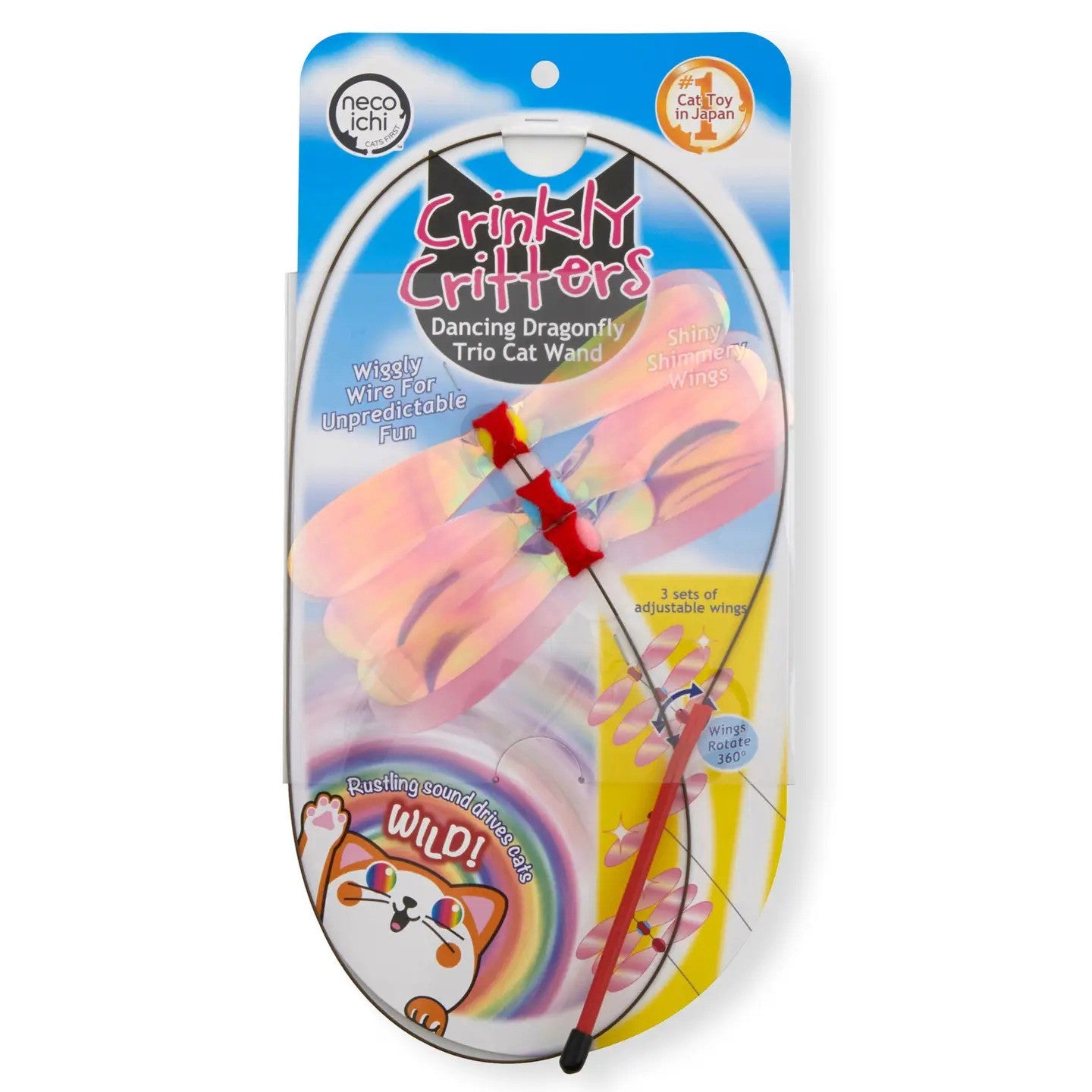 Crinkly Critters Dancing Dragonfly Trio Cat Wand