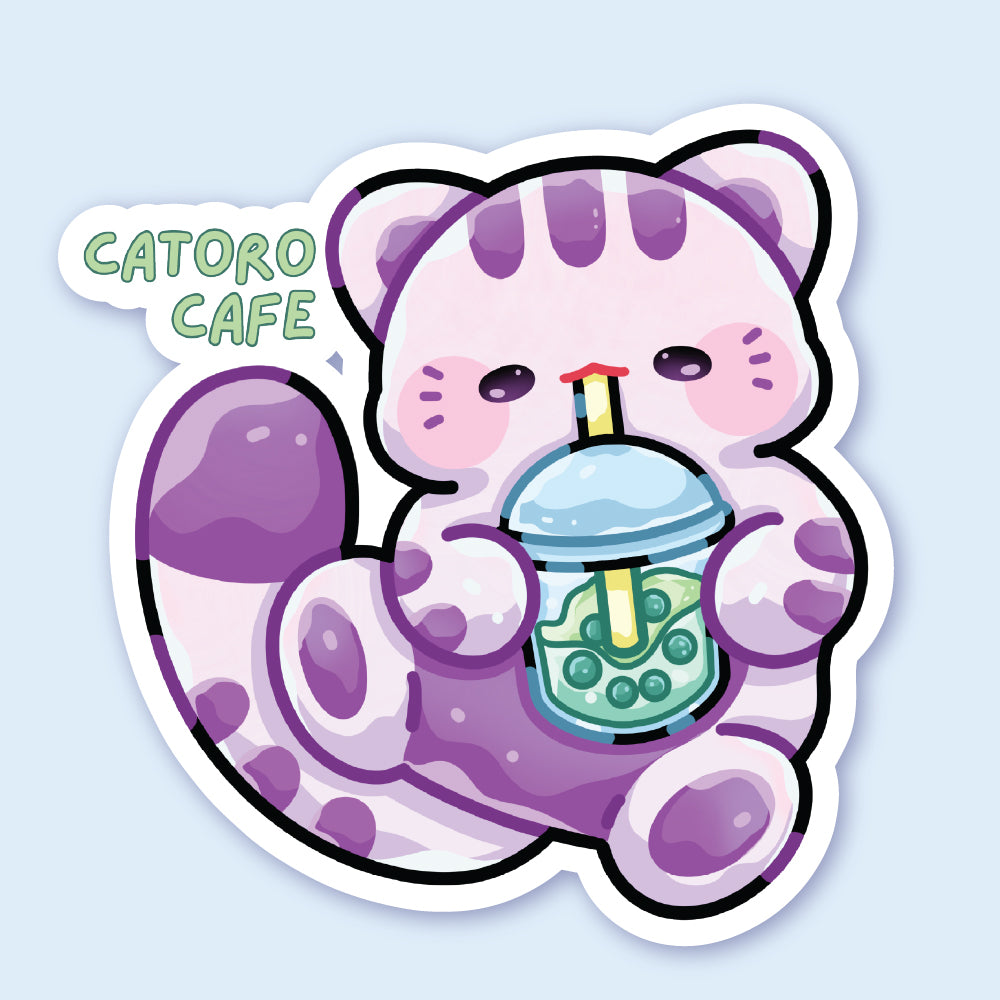 Catoro Cafe Boba Cat Holo Sticker