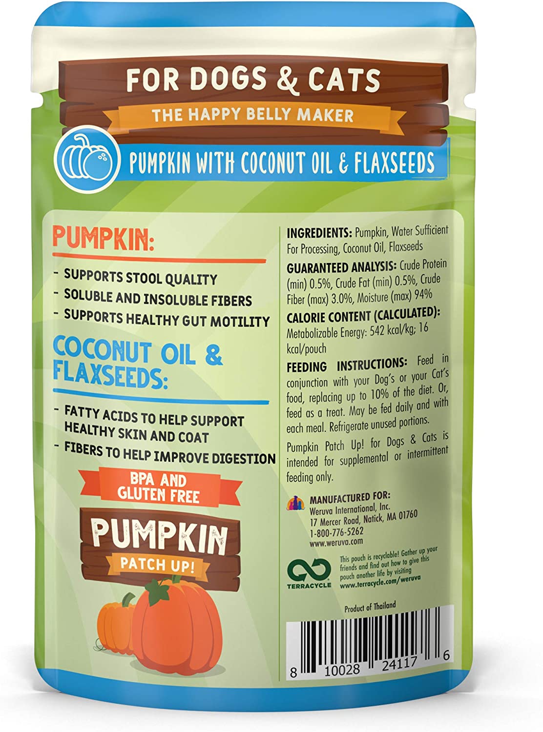 Weruva Pumpkin Patch Up Supplement with Coconut and Flax 1.05 oz Pouch