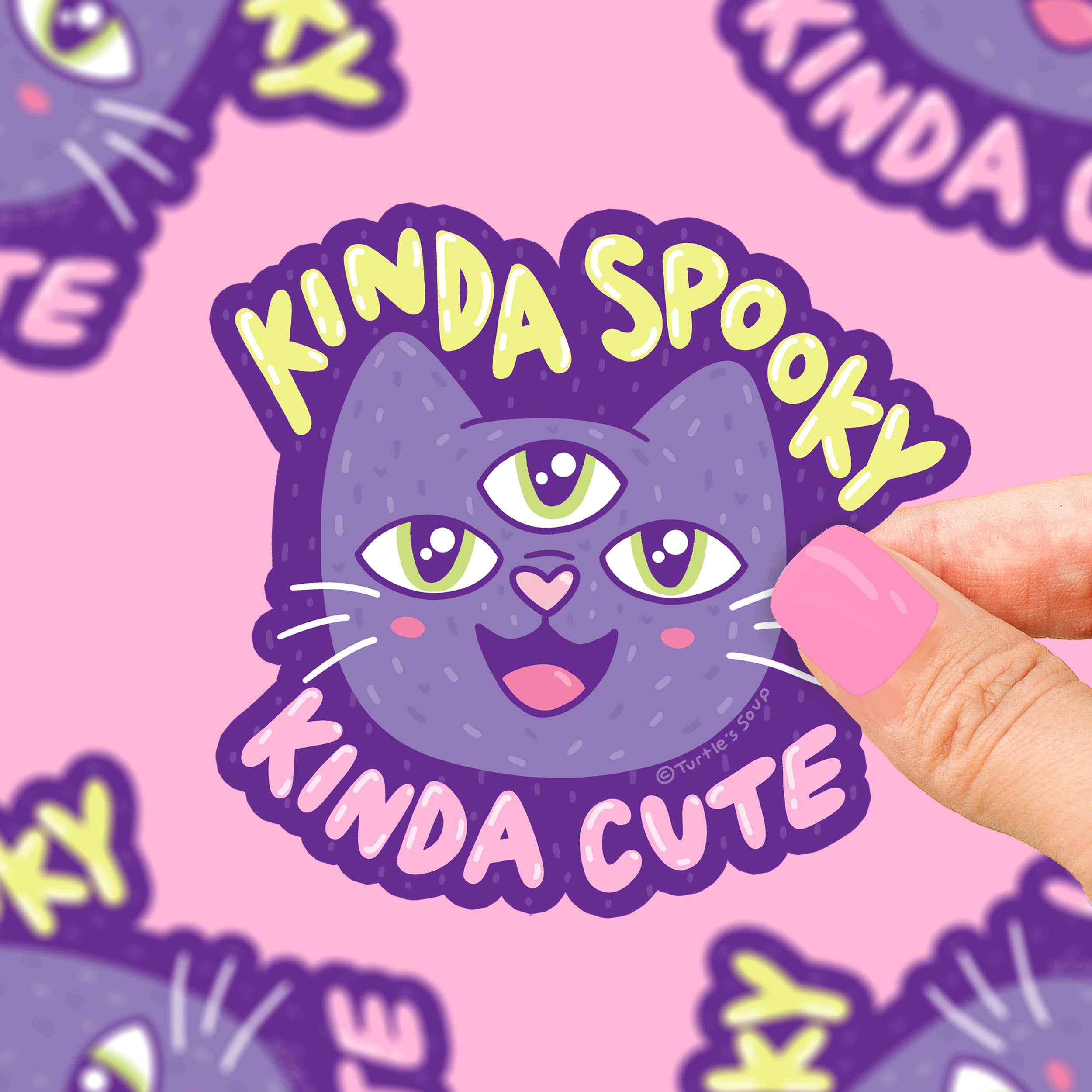 Kinda Spooky Kinda Cute Cat Witchy Three Eye Vinyl Sticker