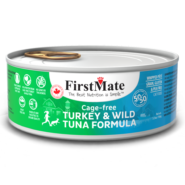 FirstMate Cat GF 50/50 Cage Free Turkey/Wild Tuna (156g/5.5 oz) - Catoro